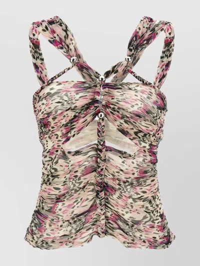 ISABEL MARANT 'WILD' ANIMAL PRINT TOP WITH BEADED EMBELLISHMENTS