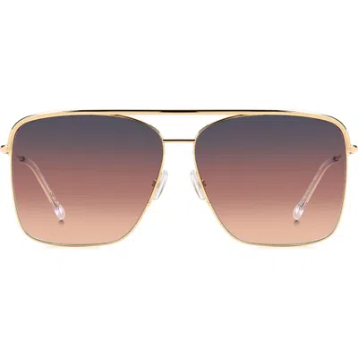 ISABEL MARANT ISABEL MARANT WILD METAL 62MM GRADIENT OVERSIZE RECTANGULAR SUNGLASSES