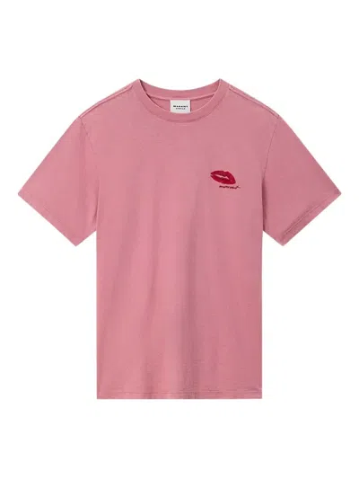 Isabel Marant Wild Rose Cotton T-shirt In Pink