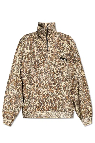 Isabel Marant Wilda Sweatshirt With Leopard Print In Multicolor