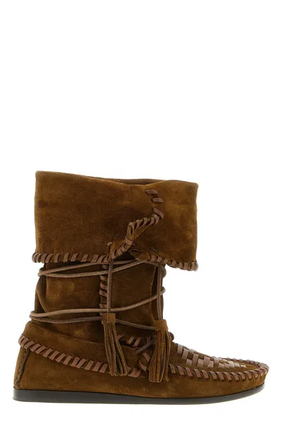 Isabel Marant Suede Mid-calf Boots Tassel Detail In Brown