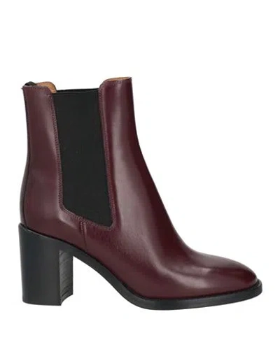 Isabel Marant Woman Ankle Boots Burgundy Size 5 Leather In Red