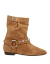 Isabel Marant Woman Ankle Boots Camel Size 5 Cow Leather In Brown
