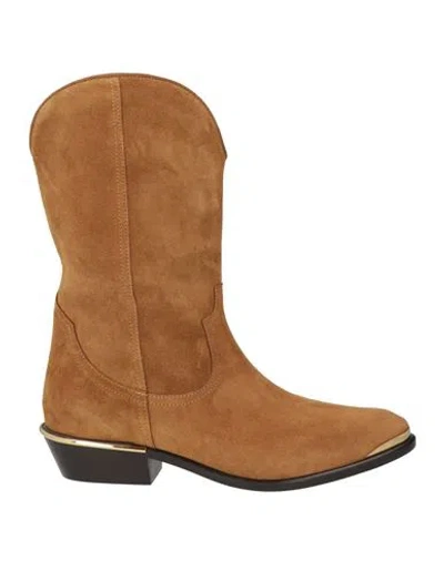 Isabel Marant Woman Ankle Boots Camel Size 6.5 Cow Leather In Sand