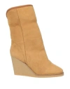 Isabel Marant Woman Ankle Boots Camel Size 11 Lambskin In Beige