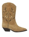 Isabel Marant Duerto Perforated Suede Western Boots In Beige