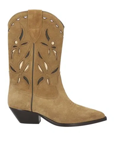 ISABEL MARANT ISABEL MARANT WOMAN ANKLE BOOTS KHAKI SIZE 4 CALFSKIN