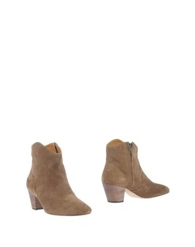 Isabel Marant Woman Ankle Boots Khaki Size 7.5 Calfskin In Beige