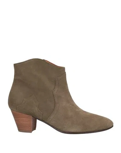Isabel Marant Woman Ankle Boots Military Green Size 11 Bovine Leather