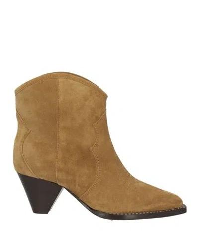 ISABEL MARANT ISABEL MARANT WOMAN ANKLE BOOTS SAGE GREEN SIZE 5.5 CALFSKIN
