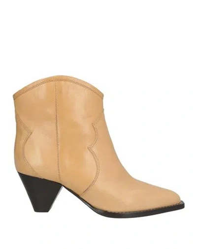 Isabel Marant Woman Ankle Boots Sand Size 9 Calfskin In Brown