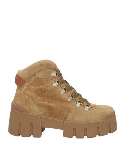 Isabel Marant Woman Ankle Boots Khaki Size 10 Soft Leather In Beige