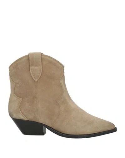 Isabel Marant Woman Ankle Boots Taupe Size 5.5 Calfskin In Grey