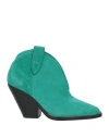 Isabel Marant Woman Ankle Boots Turquoise Size 6.5 Calfskin In Blue