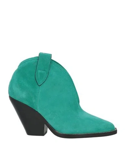 Isabel Marant Woman Ankle Boots Turquoise Size 6.5 Calfskin In Blue