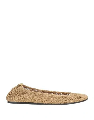 Isabel Marant Woman Ballet Flats Gold Size 5.5 Polyester, Elastane In Neutral