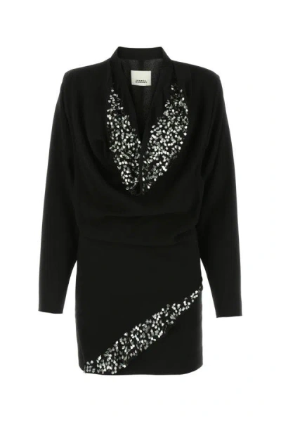 ISABEL MARANT ISABEL MARANT WOMEN BLACK CREPE LAZELI MINI DRESS