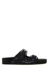 Isabel Marant Lennyo Embroidered Cutout Suede Slides In Black