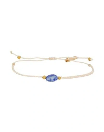 Isabel Marant Woman Bracelet Sky Blue Size - Polyester, Stone, Brass In Gold