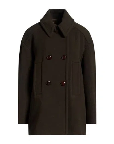Isabel Marant Woman Coat Dark Green Size 4 Virgin Wool, Polyamide