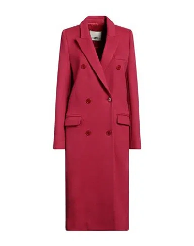 Isabel Marant Woman Coat Fuchsia Size 8 Virgin Wool, Cashmere, Polyamide In Pink