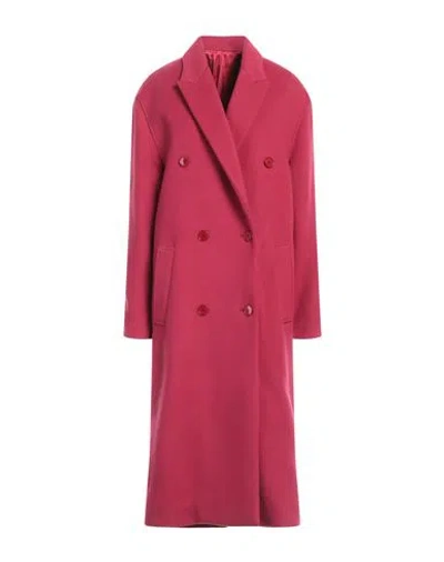 Isabel Marant Woman Coat Fuchsia Size 6 Virgin Wool, Cashmere, Polyamide In Pink