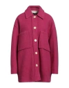 Isabel Marant Woman Coat Fuchsia Size 8 Virgin Wool, Alpaca Wool, Polyamide In Pink