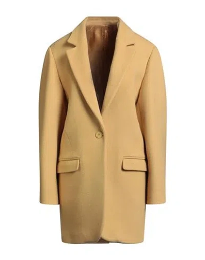 Isabel Marant Woman Coat Mustard Size 4 Virgin Wool, Cashmere, Polyamide In Brown
