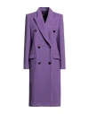 Isabel Marant Woman Coat Purple Size 8 Wool, Recycled Cashmere, Polyamide, Polyester, Viscose In Purple