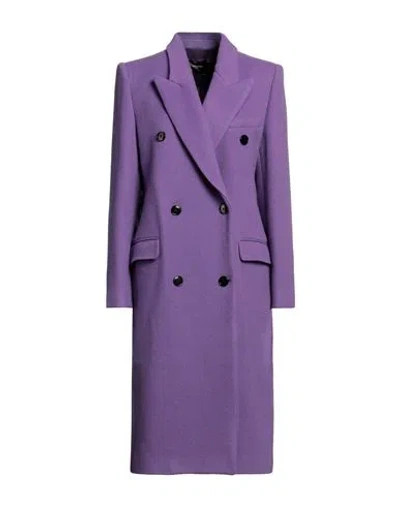 Isabel Marant Woman Coat Purple Size 8 Wool, Recycled Cashmere, Polyamide, Polyester, Viscose