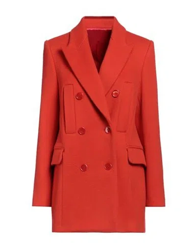 Isabel Marant Woman Coat Tomato Red Size 10 Virgin Wool, Cashmere, Polyamide