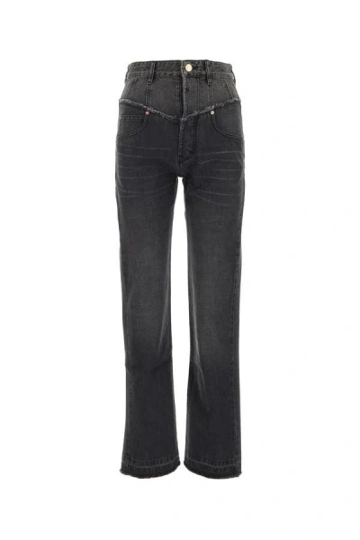 Isabel Marant Noldy Wide Leg Jeans In Gray