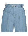 Isabel Marant Woman Denim Shorts Blue Size 10 Cotton, Linen In Blue