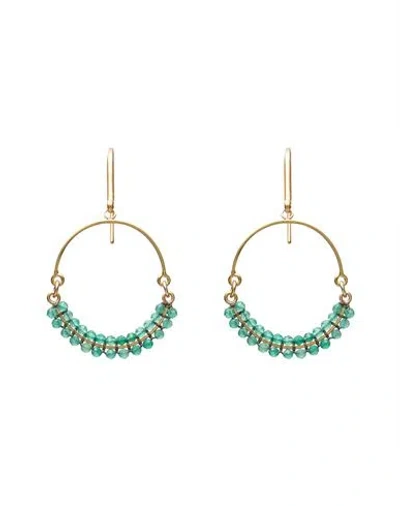 Isabel Marant Woman Earrings Green Size - Brass, Stone