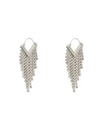 Isabel Marant Woman Earrings Silver Size - Brass, Glass In Metallic
