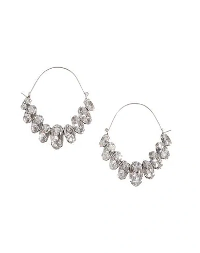 Isabel Marant Woman Earrings Silver Size - Brass, Glass In Gray