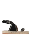 Isabel Marant Iriane Wedge Sandals Braided Raffia In Black