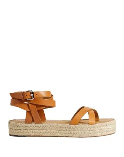 Isabel Marant Woman Espadrilles Camel Size 10 Calfskin In Beige