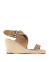 Isabel Marant Woman Espadrilles Khaki Size 7 Leather In Beige