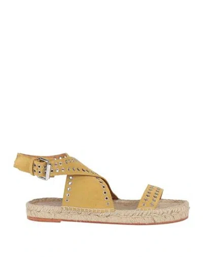 Isabel Marant Woman Espadrilles Mustard Size 11 Cow Leather In Yellow