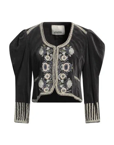 Isabel Marant Woman Jacket Grey Size 8 Cotton In Black