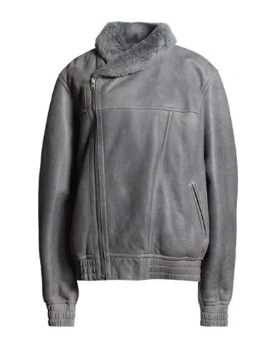 Isabel Marant Woman Jacket Grey Size M Lambskin In Gray