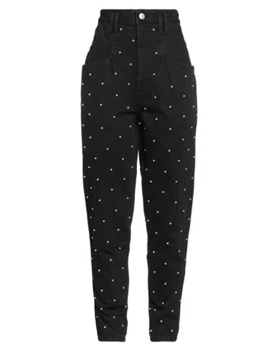 Isabel Marant Woman Jeans Black Size 8 Cotton, Brass