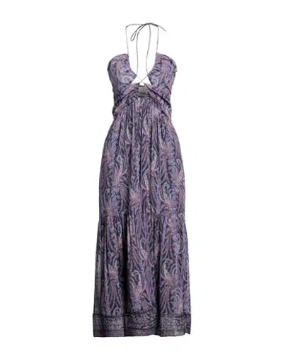 ISABEL MARANT ISABEL MARANT WOMAN MAXI DRESS DARK PURPLE SIZE 8 COTTON, SILK