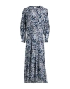 Isabel Marant Woman Maxi Dress Navy Size 8 Silk, Elastane In Gray