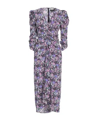 Isabel Marant Woman Maxi Dress Purple Size 4 Silk, Elastane In Metallic