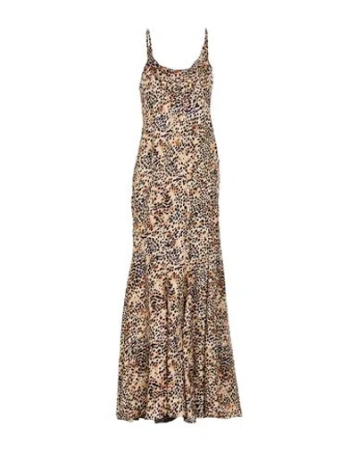 Isabel Marant Woman Maxi Dress Sand Size 6 Viscose, Silk In Animal Print