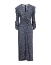 Isabel Marant Albini Stretch Silk Midi Dress In Navy Blue