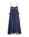 Isabel Marant Woman Midi Dress Navy Size 4 Silk In Navy Blue