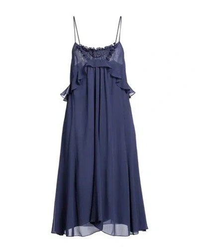 Isabel Marant Woman Midi Dress Navy Size 4 Silk In Navy Blue